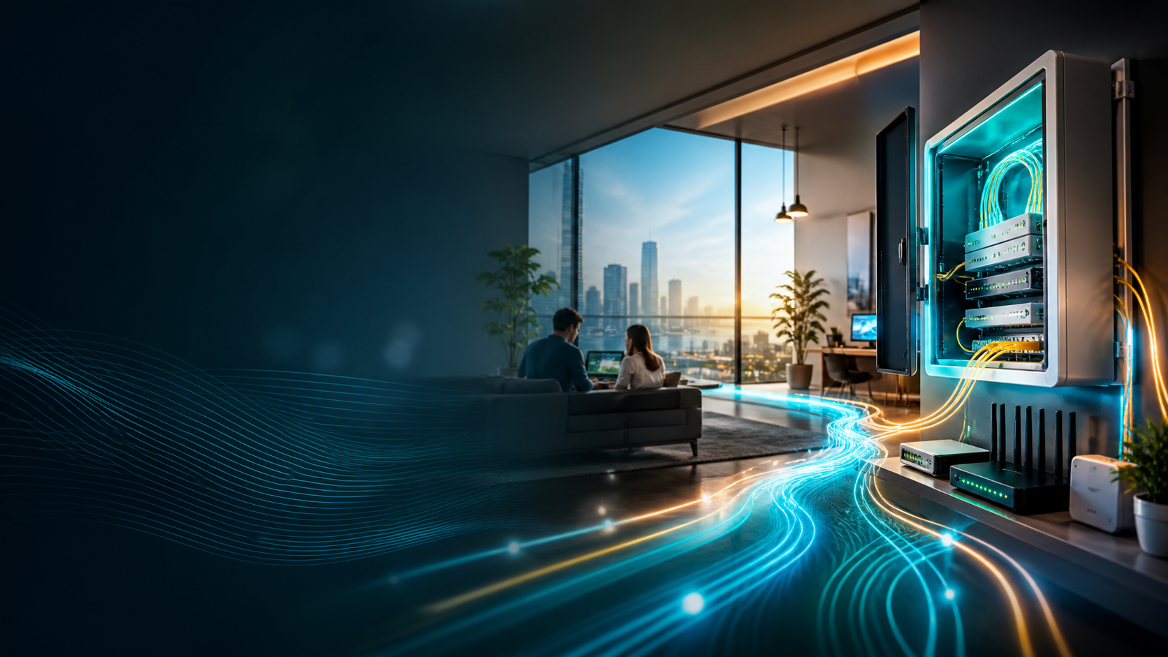 Modern fiber internet and managed network visual
